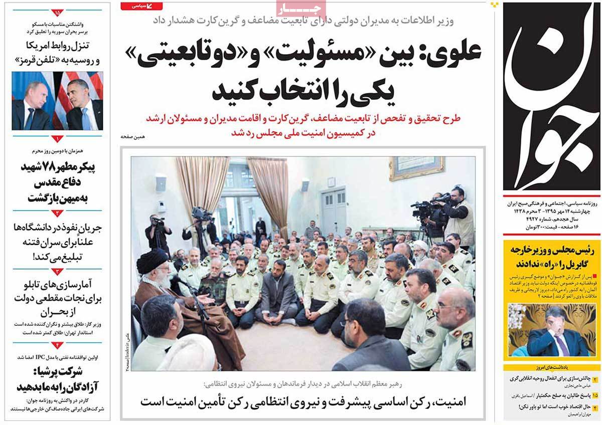 A Look at Iranian Newspaper Front Pages on October 5