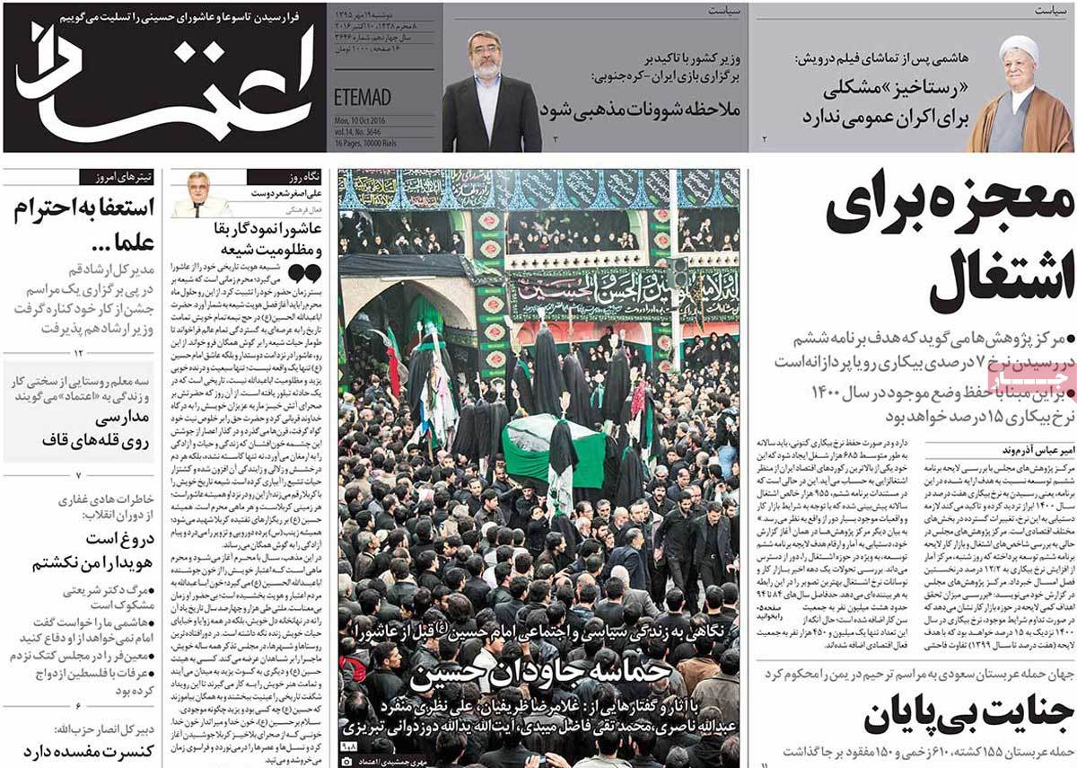 A Look at Iranian Newspaper Front Pages on October 10