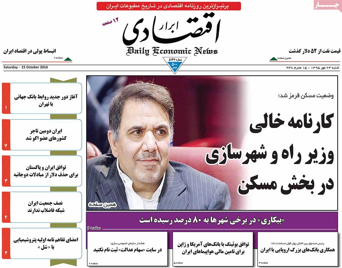 A Look at Iranian Newspaper Front Pages on October 15