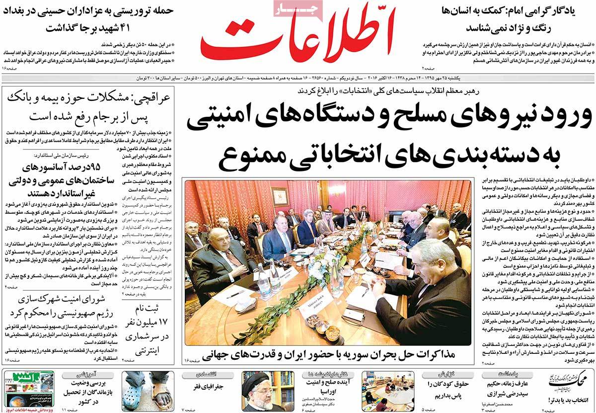 A Look at Iranian Newspaper Front Pages on October 16