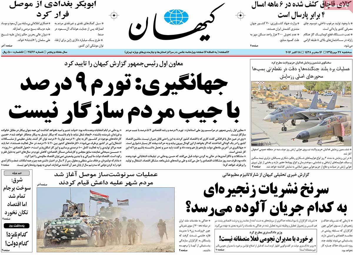 A Look at Iranian Newspaper Front Pages on October 18