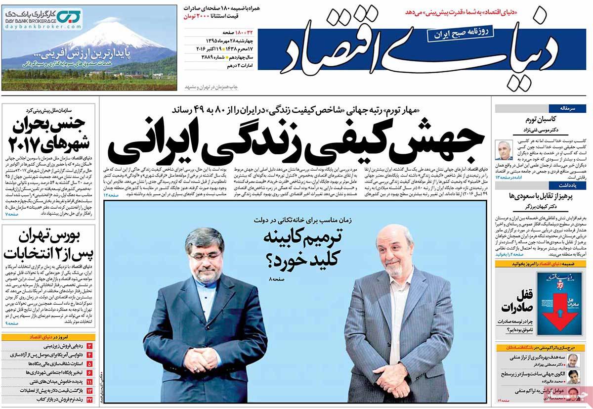 A Look at Iranian Newspaper Front Pages on October 19