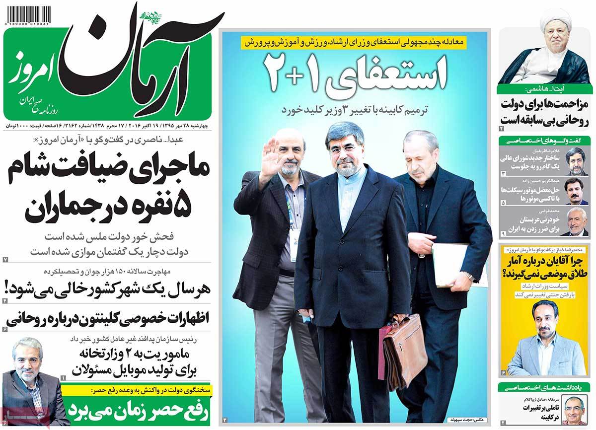 A Look at Iranian Newspaper Front Pages on October 19