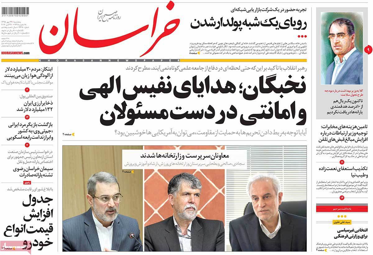 A Look at Iranian Newspaper Front Pages on October 20