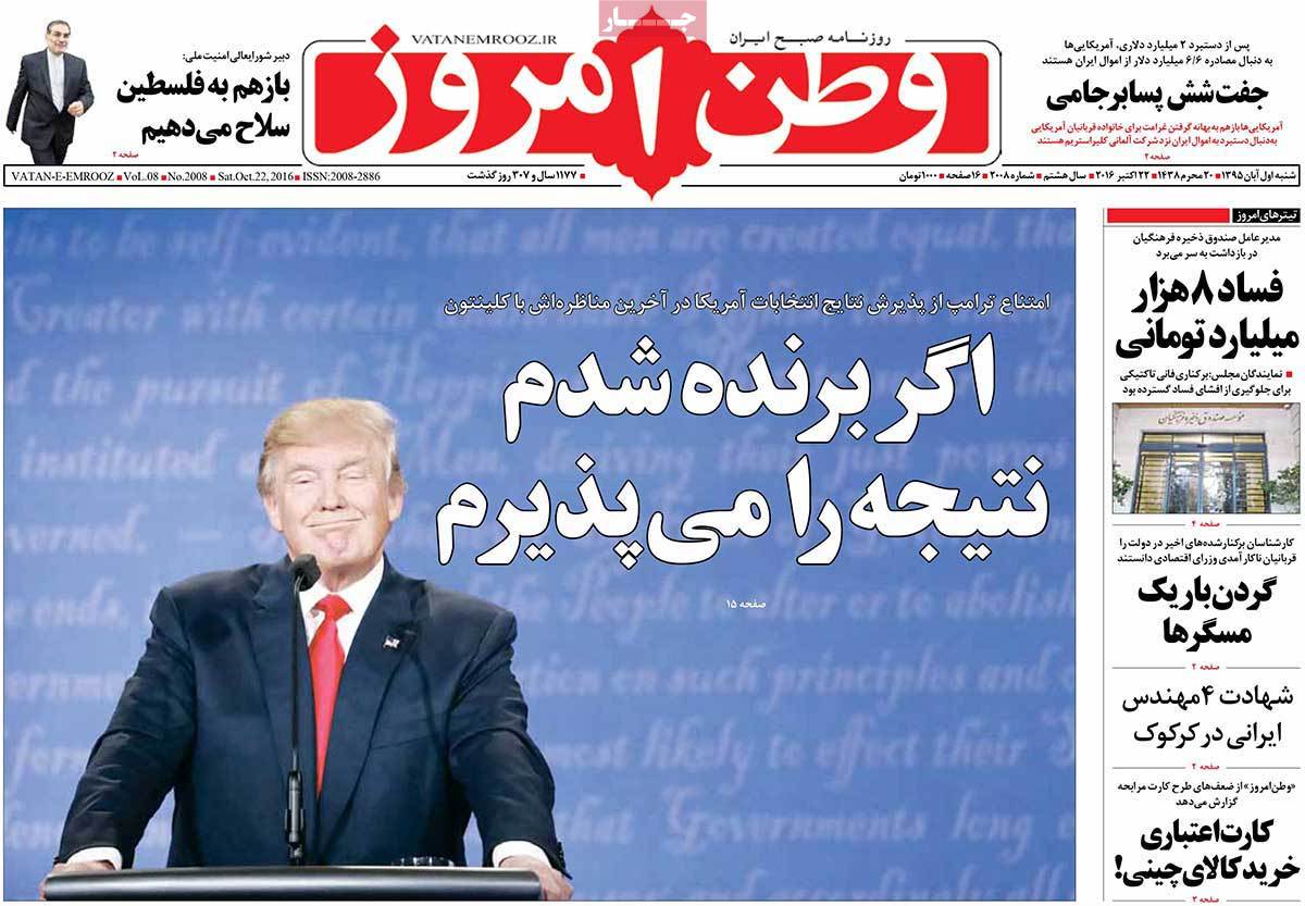 A Look at Iranian Newspaper Front Pages on October 22