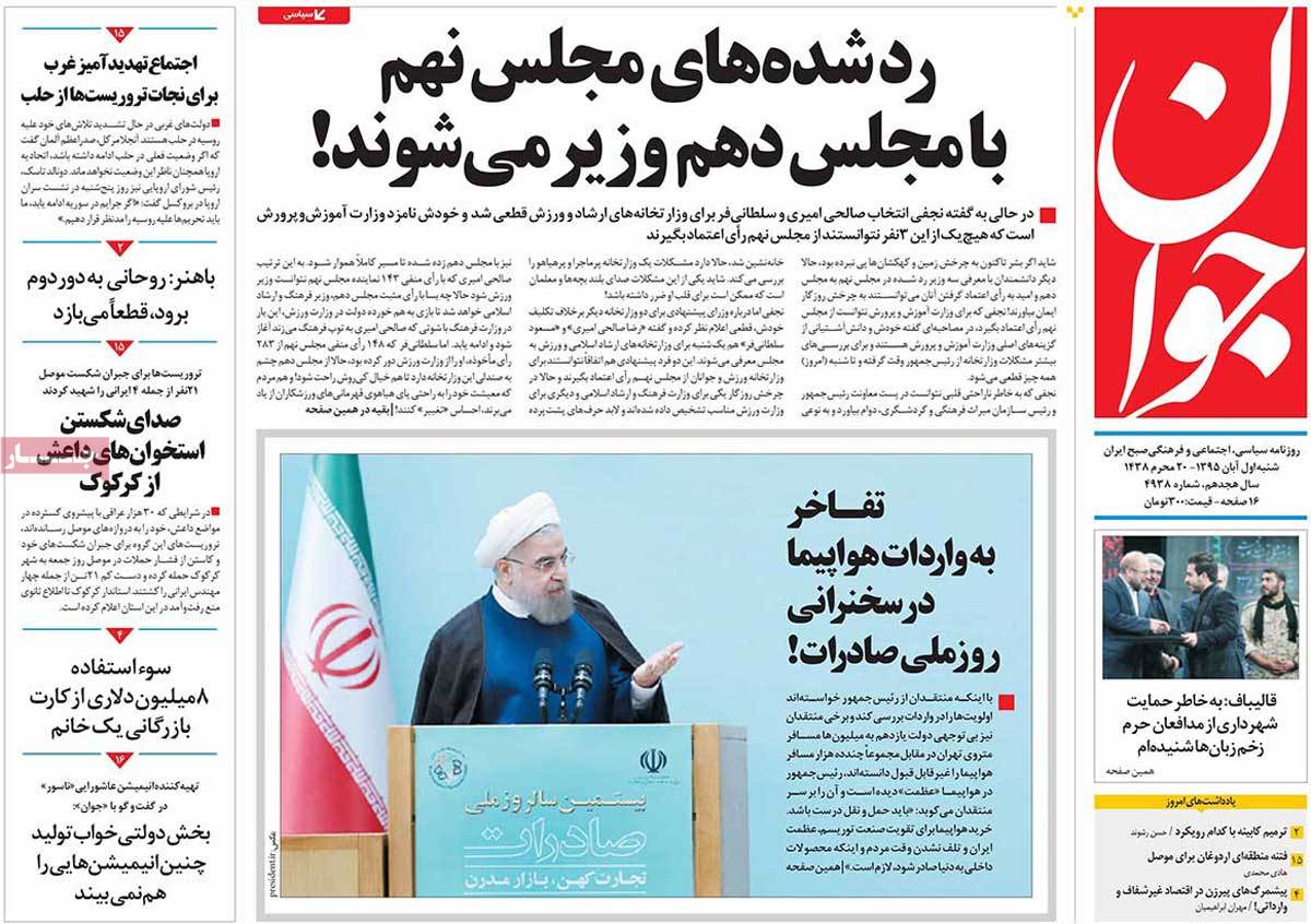 A Look at Iranian Newspaper Front Pages on October 22