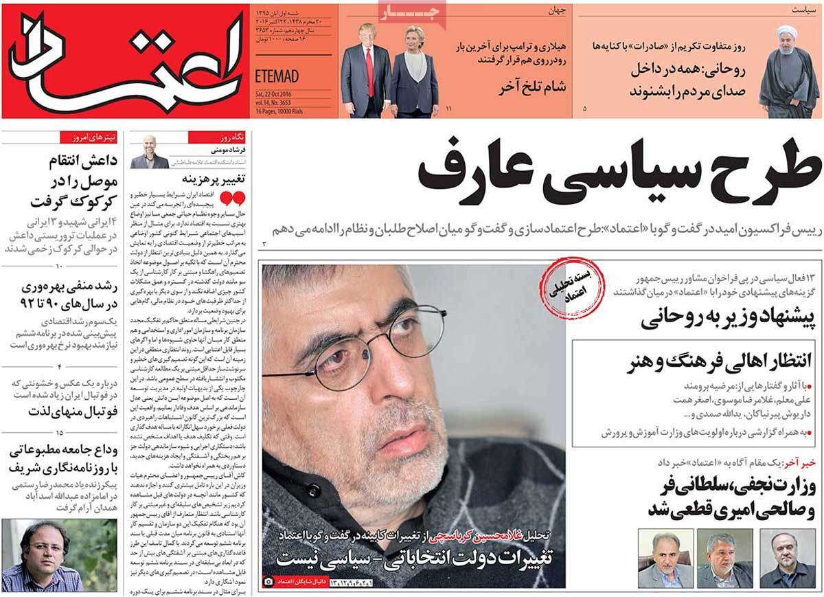 A Look at Iranian Newspaper Front Pages on October 22