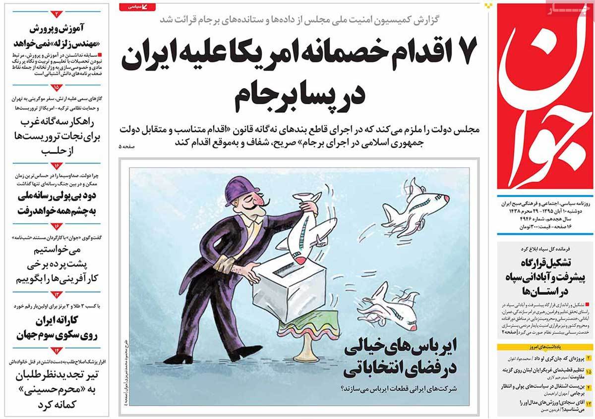 A Look at Iranian Newspaper Front Pages on October 31