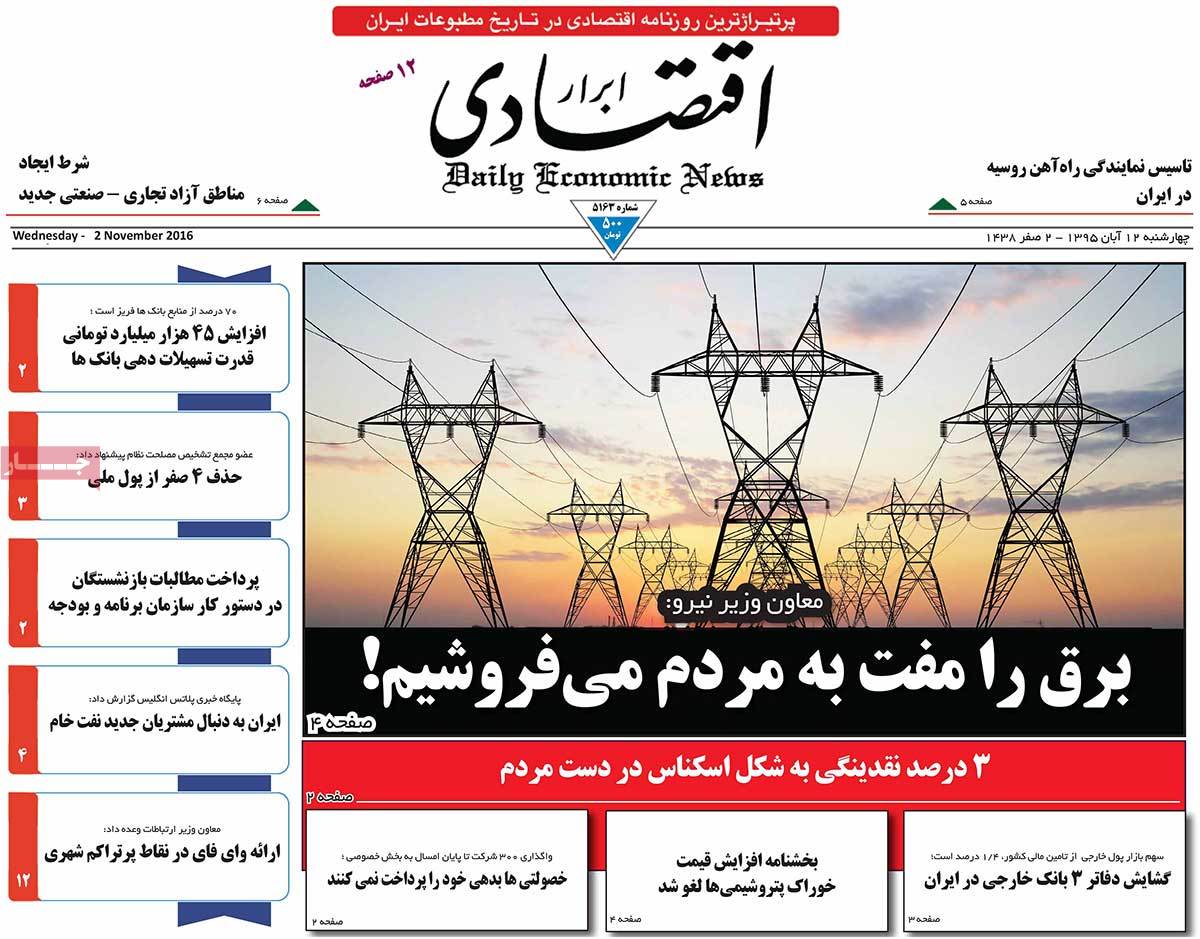 A Look at Iranian Newspaper Front Pages on November 2