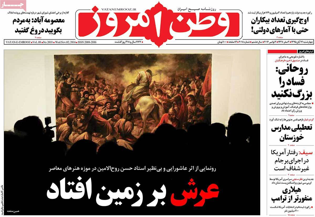 A Look at Iranian Newspaper Front Pages on November 2