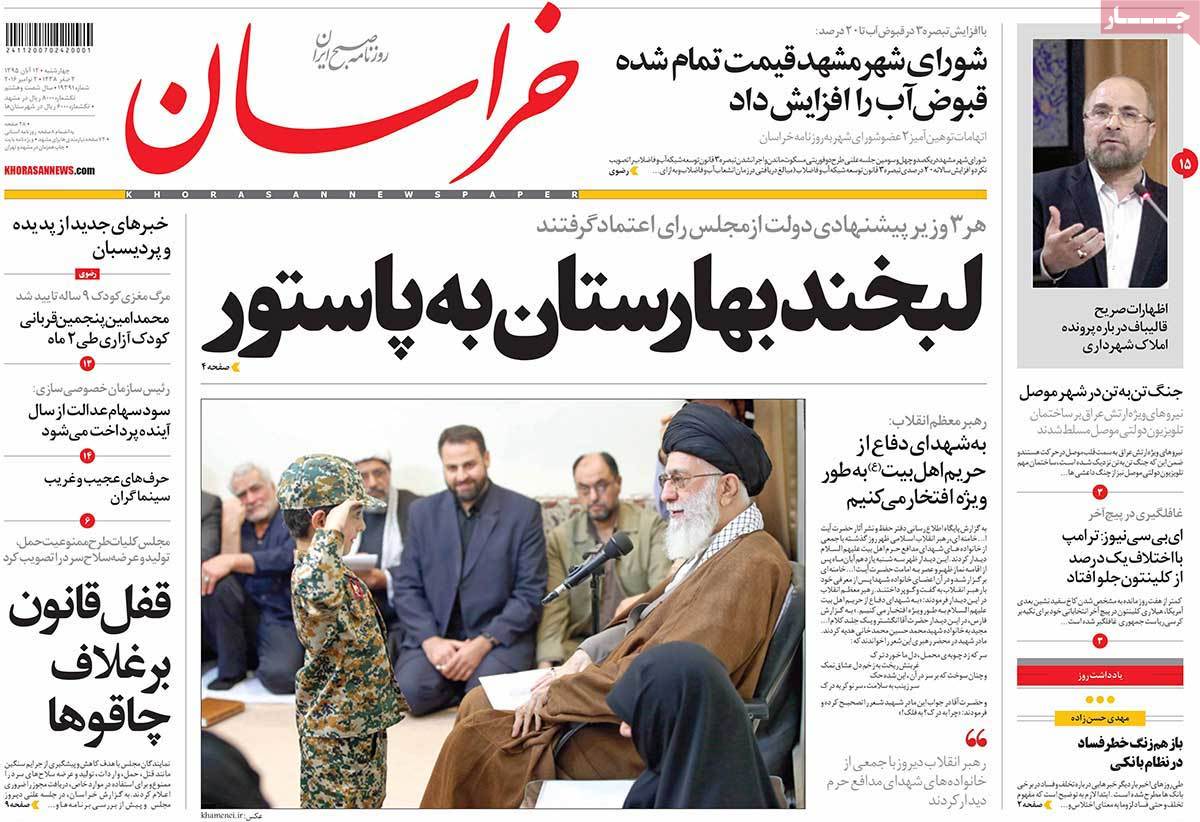 A Look at Iranian Newspaper Front Pages on November 2