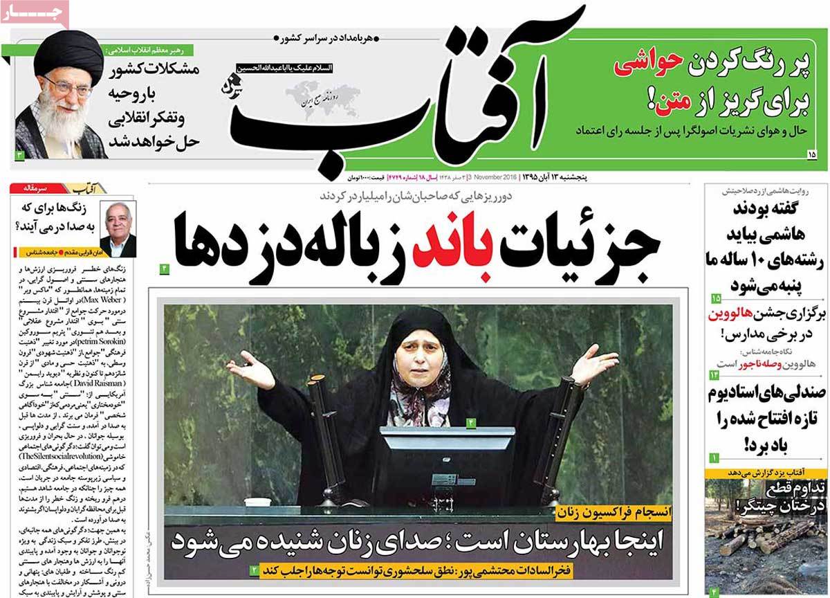 A Look at Iranian Newspaper Front Pages on November 3