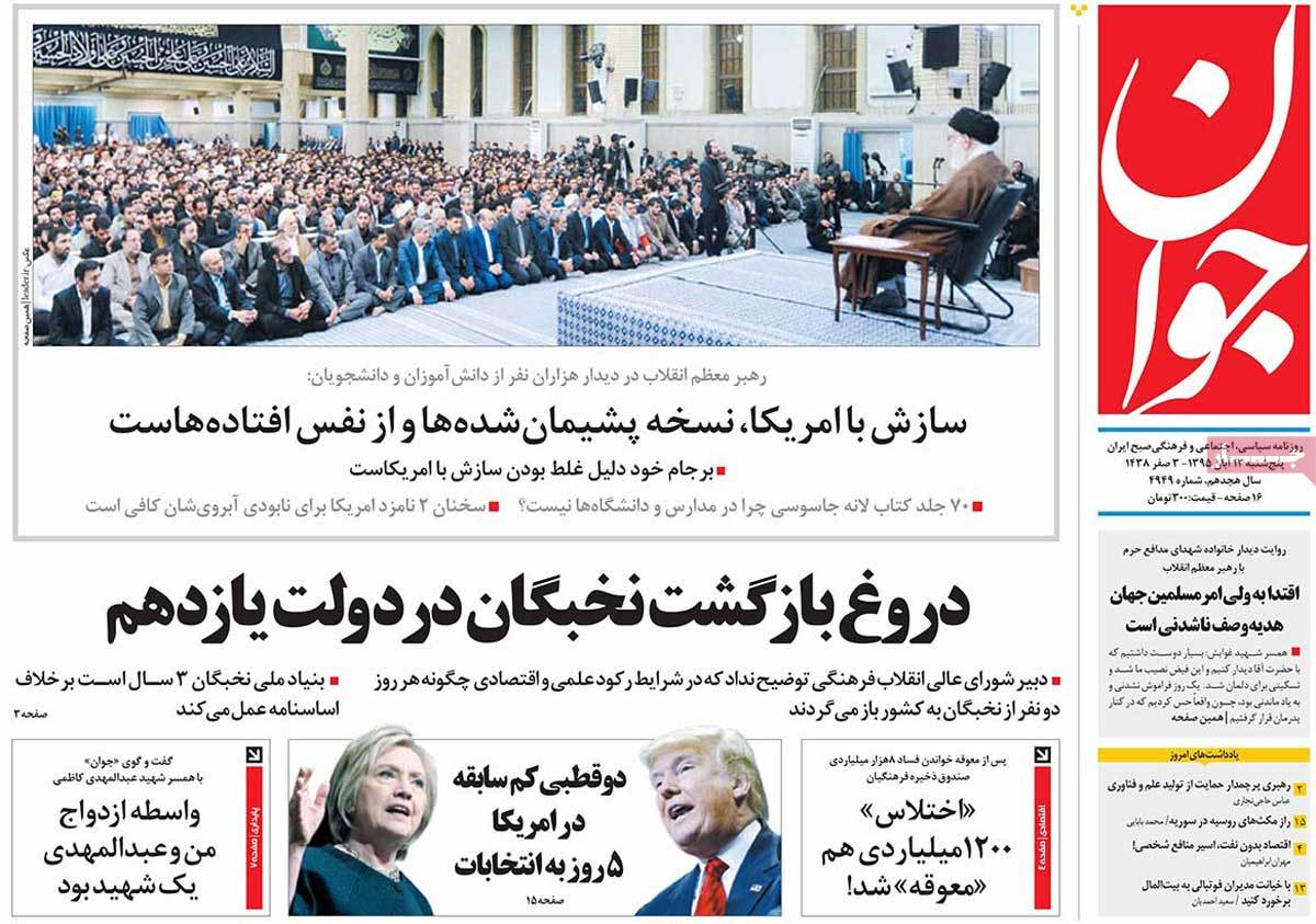 A Look at Iranian Newspaper Front Pages on November 3