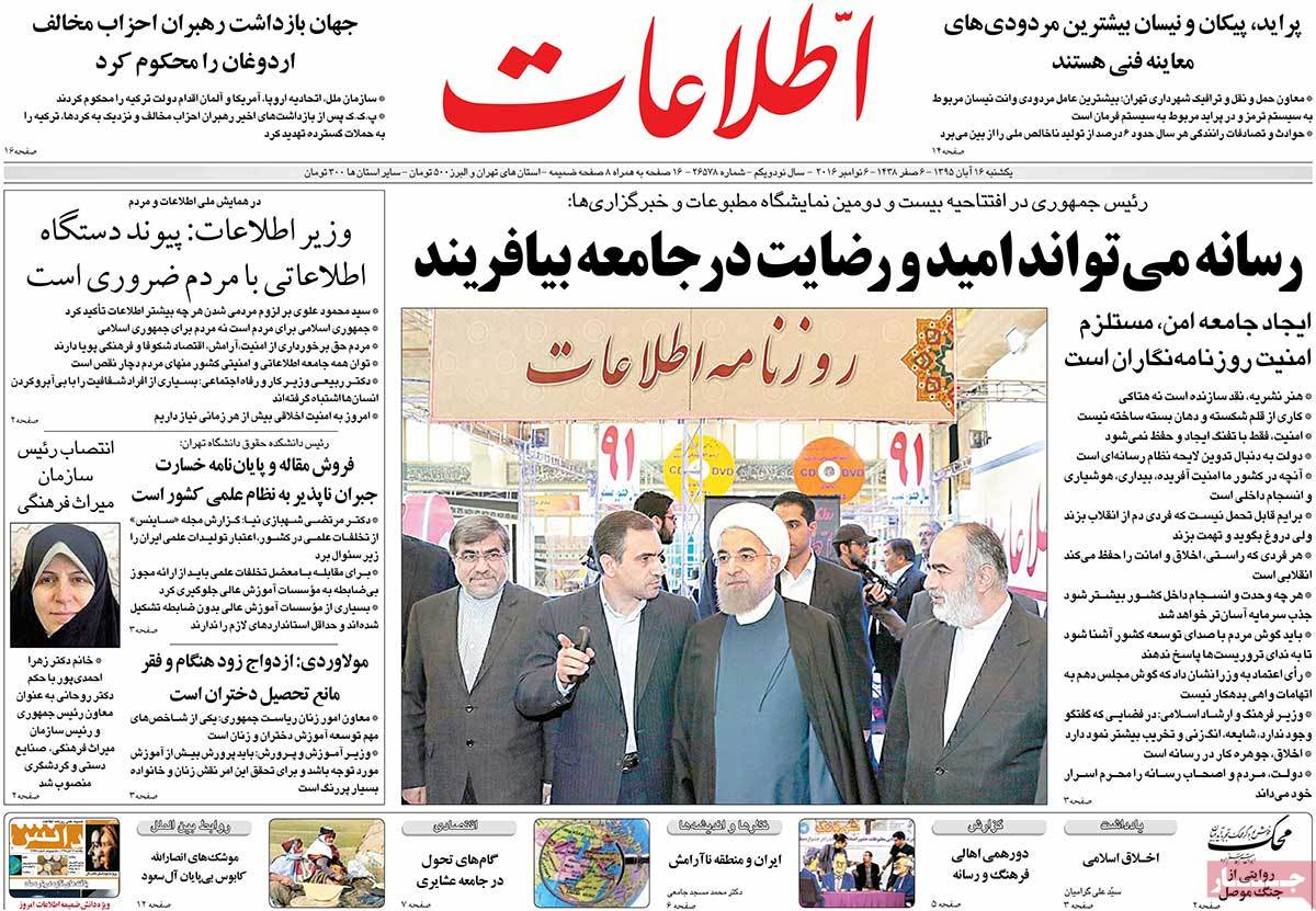 A Look at Iranian Newspaper Front Pages on November 6