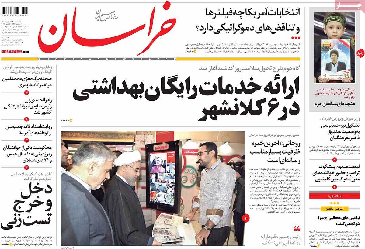 A Look at Iranian Newspaper Front Pages on November 6