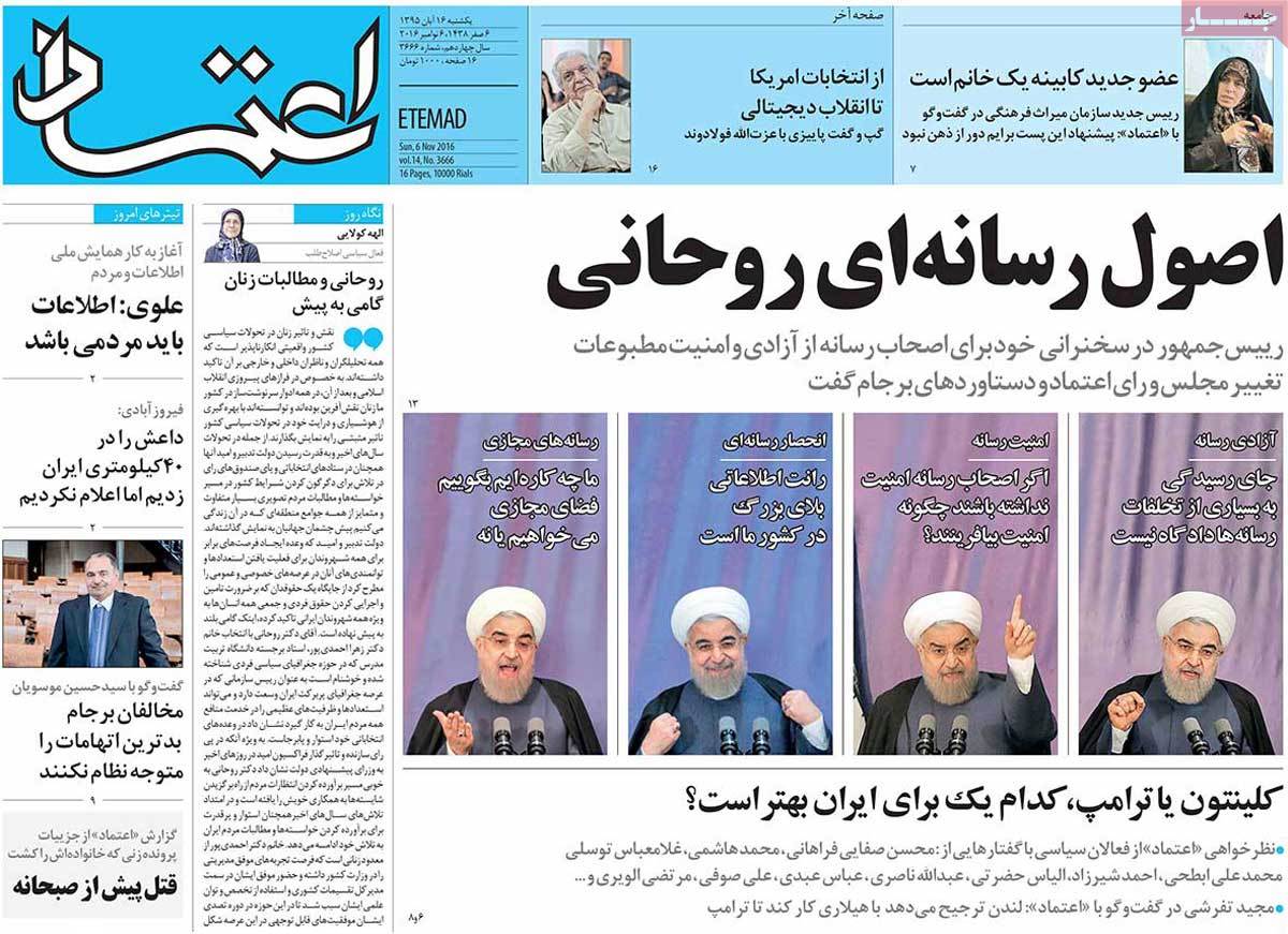 A Look at Iranian Newspaper Front Pages on November 6