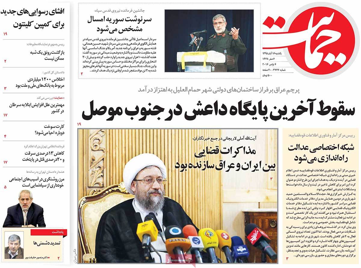 A Look at Iranian Newspaper Front Pages on November 6