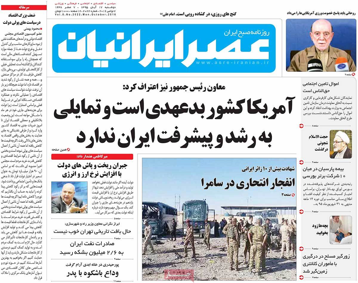 A Look at Iranian Newspaper Front Pages on November 7