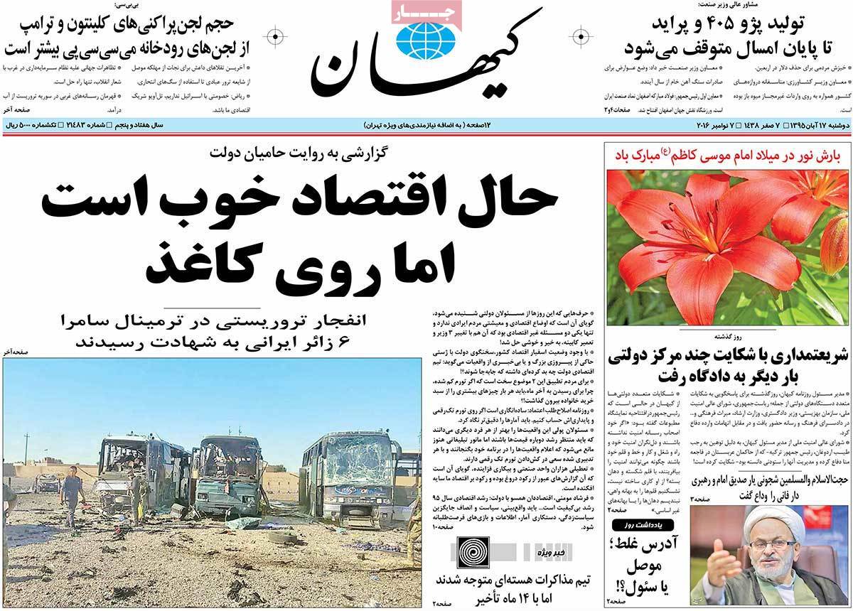 A Look at Iranian Newspaper Front Pages on November 7