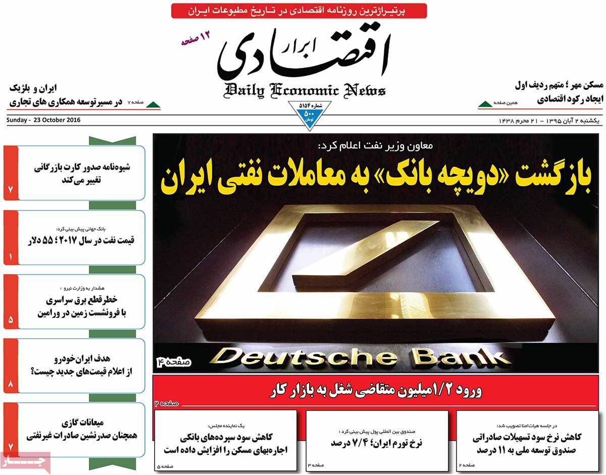 A Look at Iranian Newspaper Front Pages on October 23