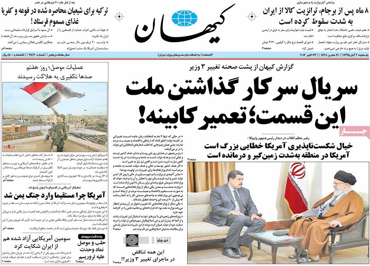 A Look at Iranian Newspaper Front Pages on October 23