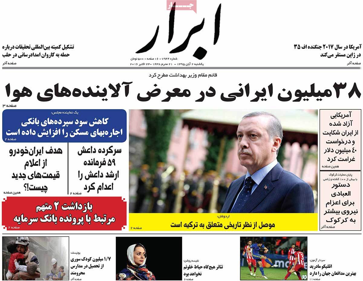 A Look at Iranian Newspaper Front Pages on October 23