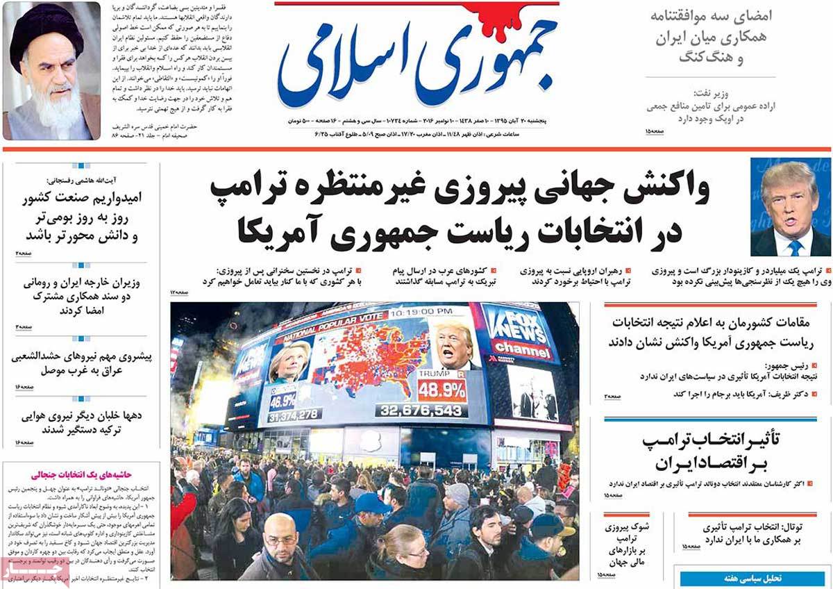 Iranian Newspapers Cover Trump’s Victory in over 150 Headlines