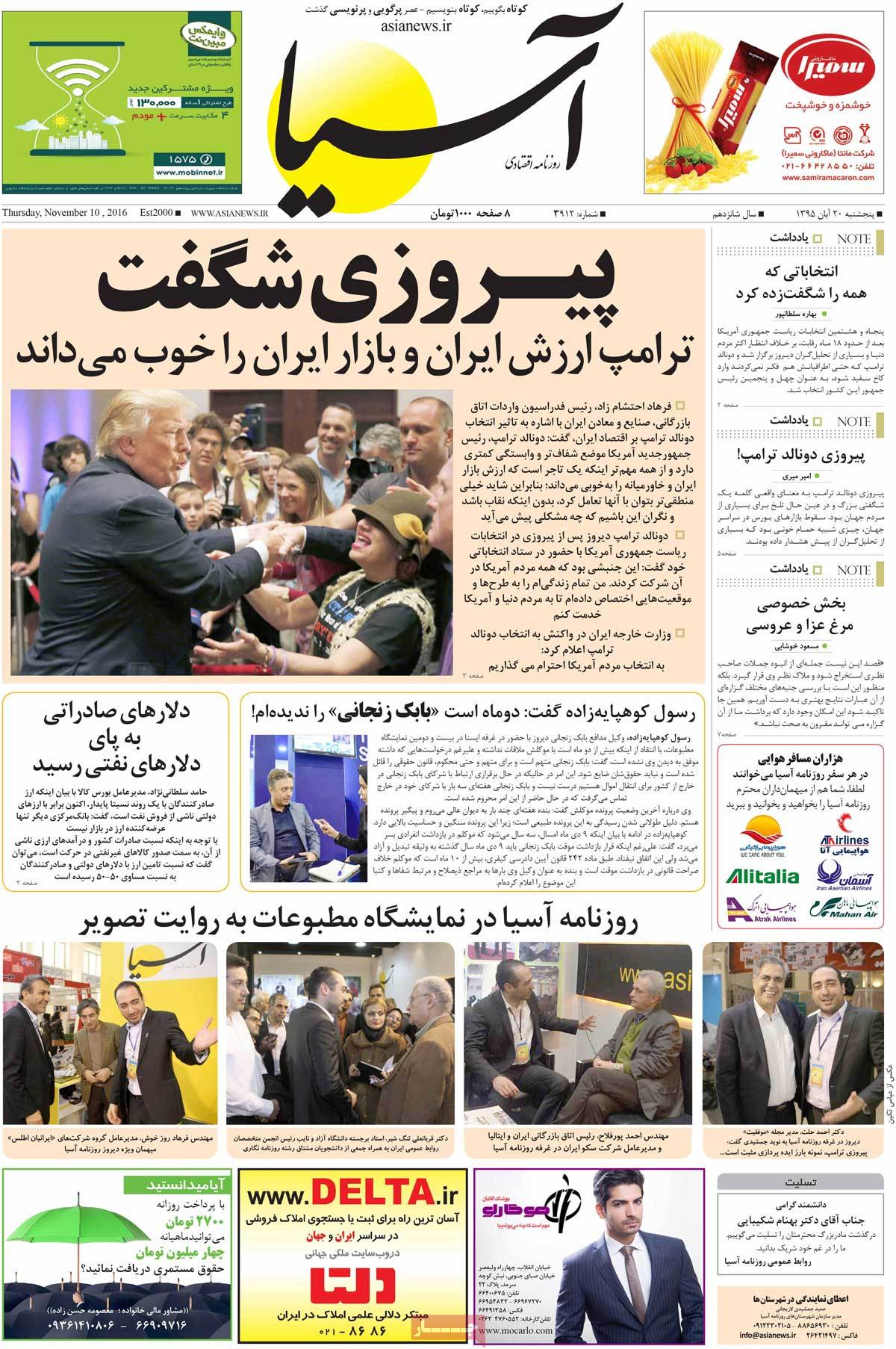 Iranian Newspapers Cover Trump’s Victory in over 150 Headlines