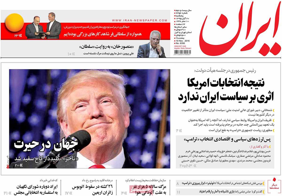 Iranian Newspapers Cover Trump’s Victory in over 150 Headlines