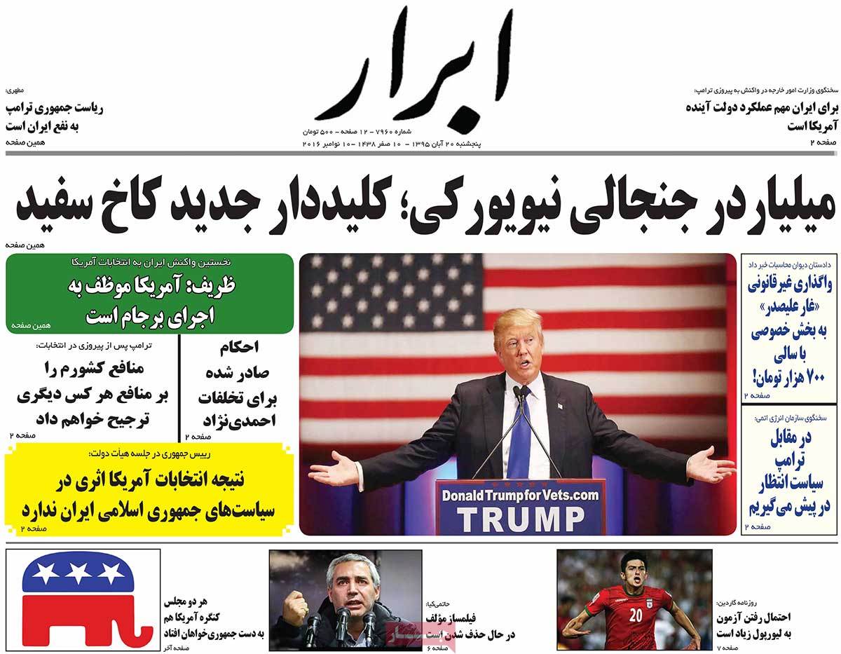 Iranian Newspapers Cover Trump’s Victory in over 150 Headlines