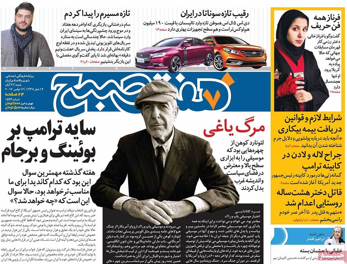 Look at Iranian Newspaper Front Pages on November 12