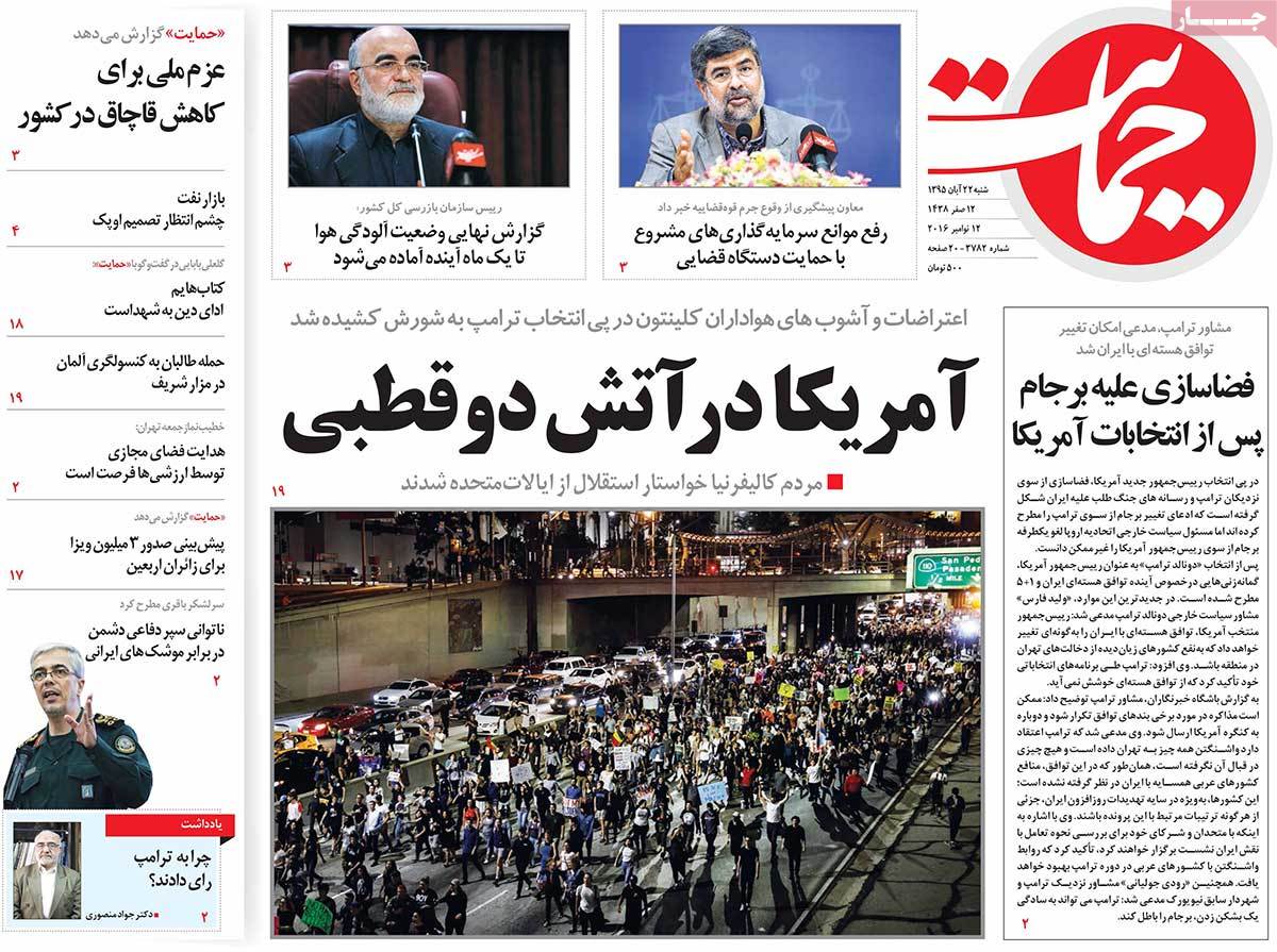 Look at Iranian Newspaper Front Pages on November 12 13 Look at Iranian Newspaper Front Pages on November 12