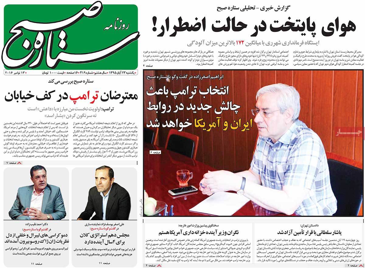 Look at Iranian Newspaper Front Pages on November 13