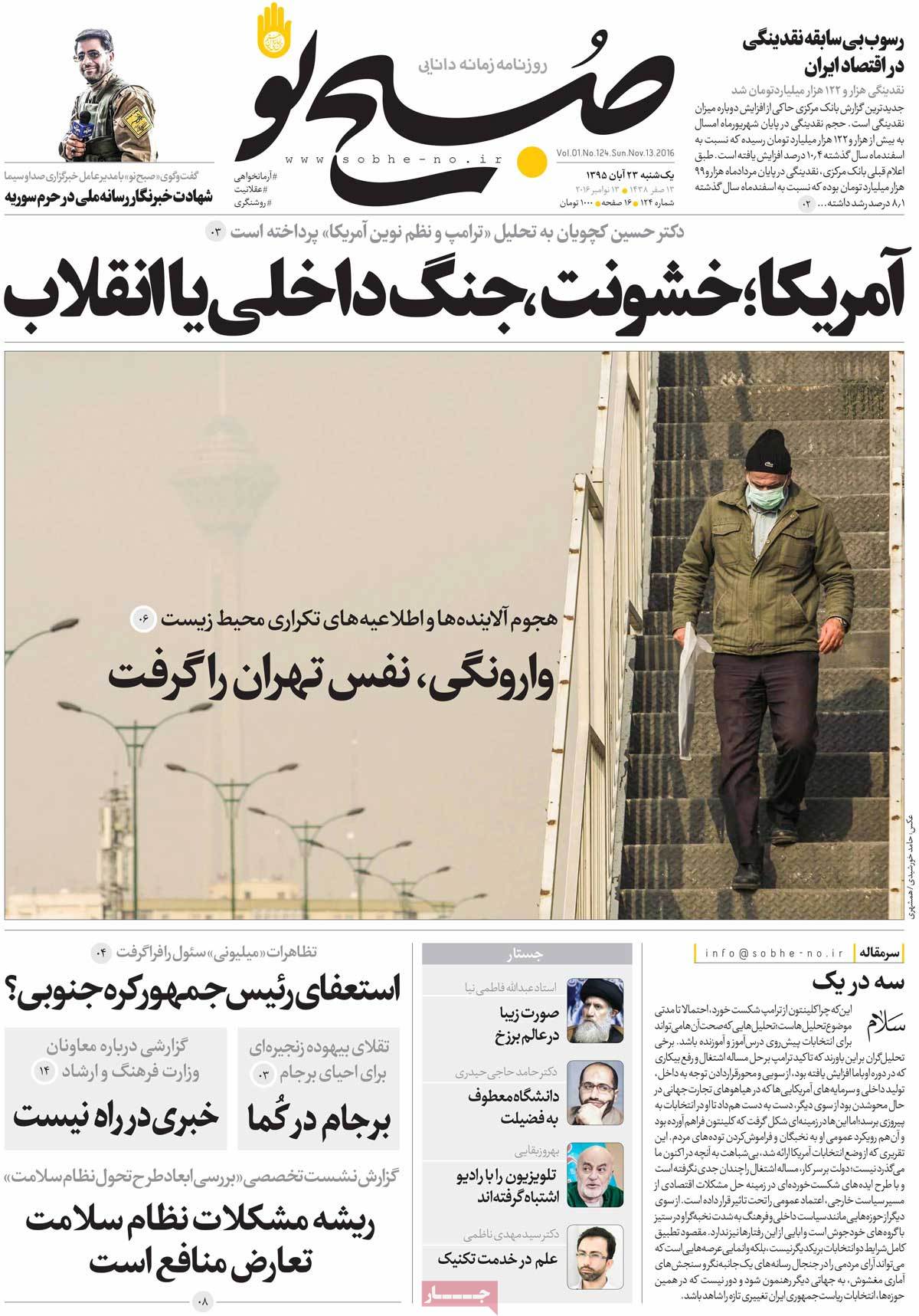 Look at Iranian Newspaper Front Pages on November 13