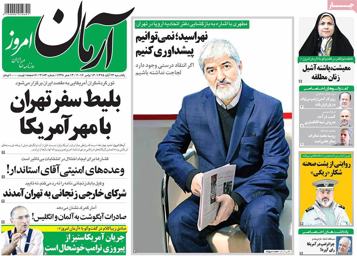 Look at Iranian Newspaper Front Pages on November 13