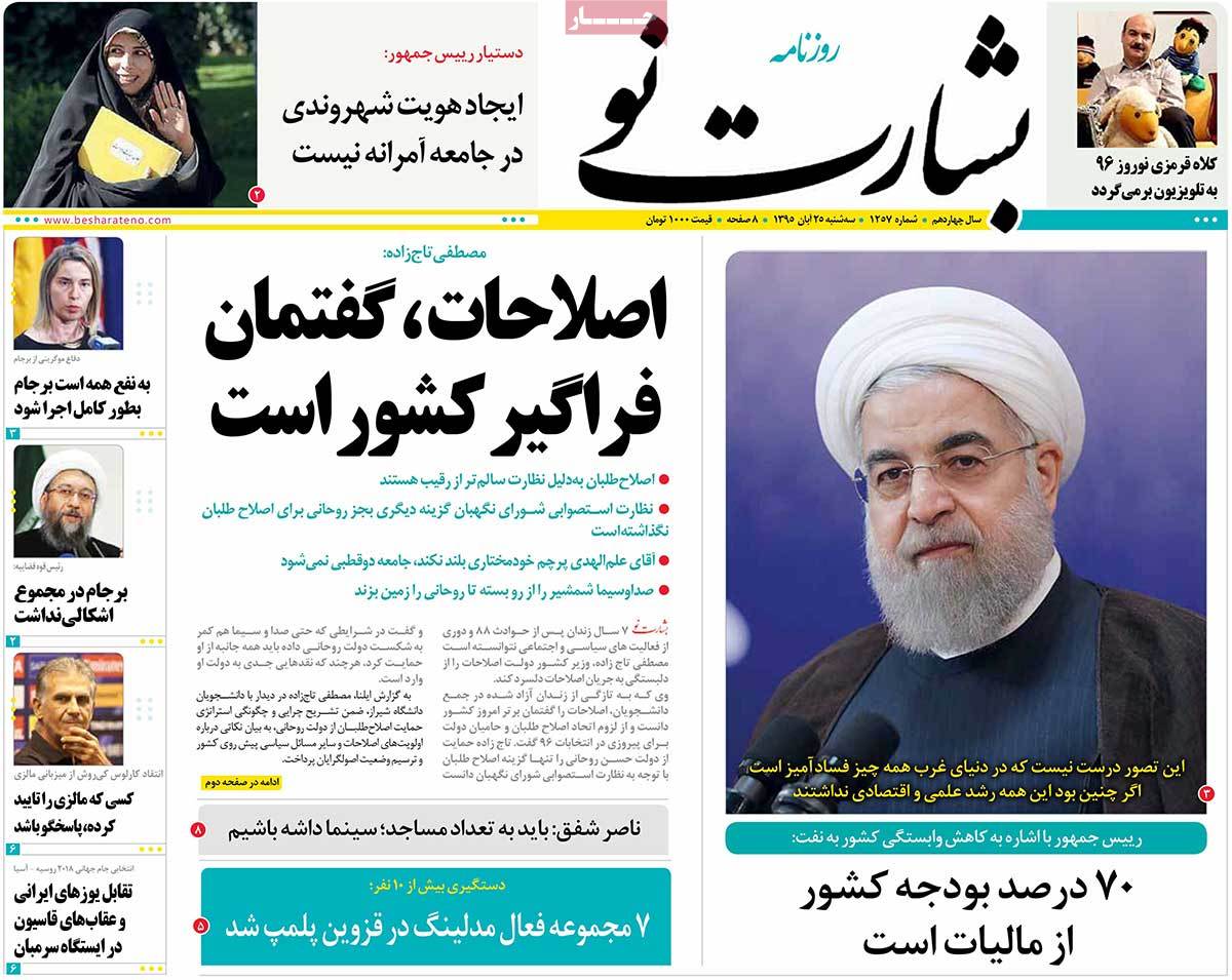 Look at Iranian Newspaper Front Pages on November 15