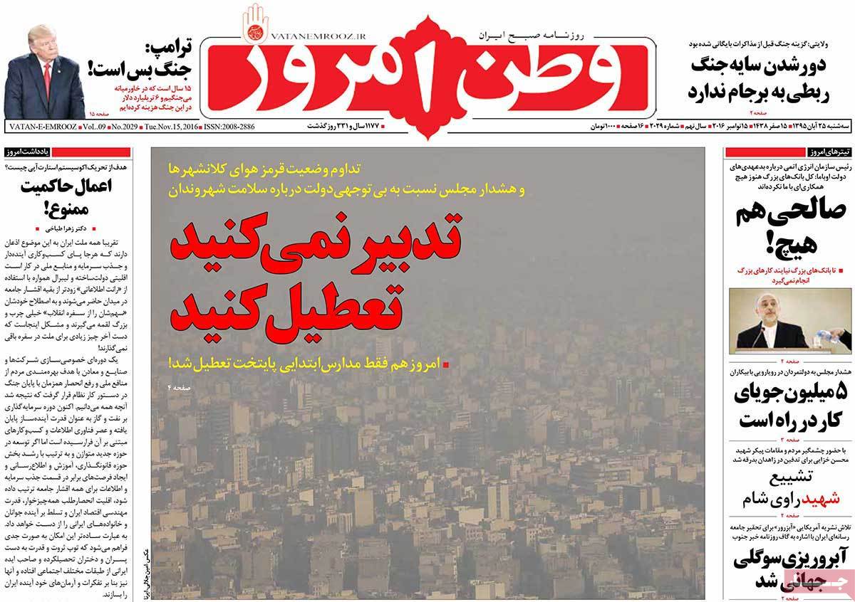 Look at Iranian Newspaper Front Pages on November 15