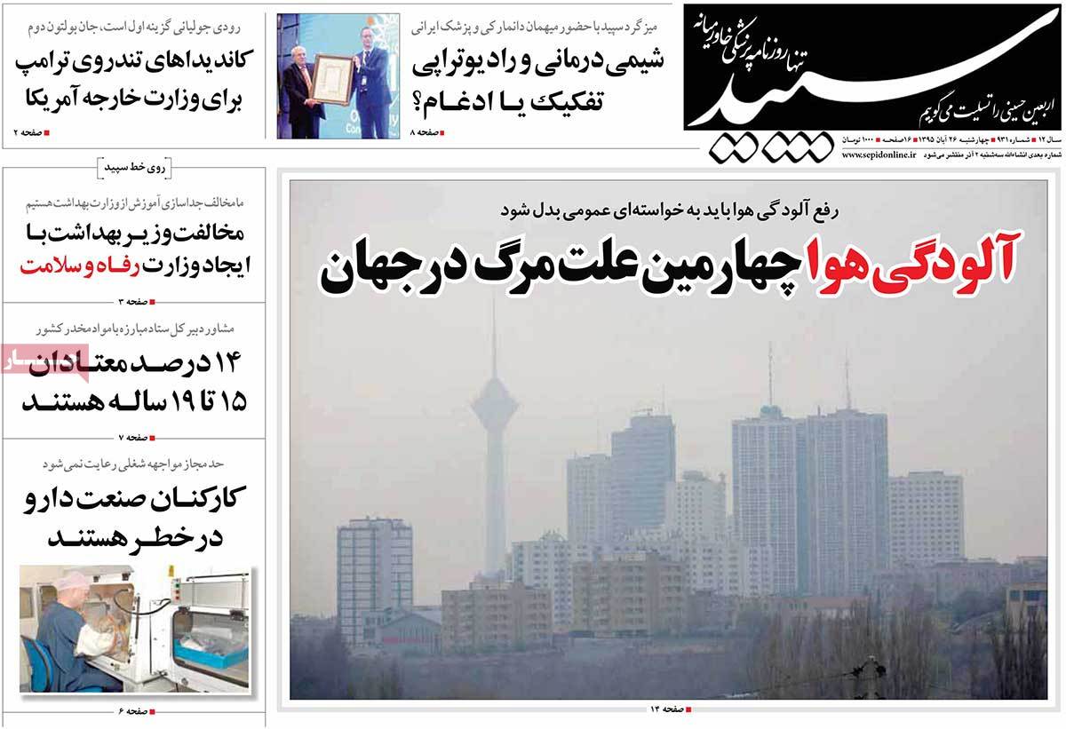 A Look at Iranian Newspaper Front Pages on November 16