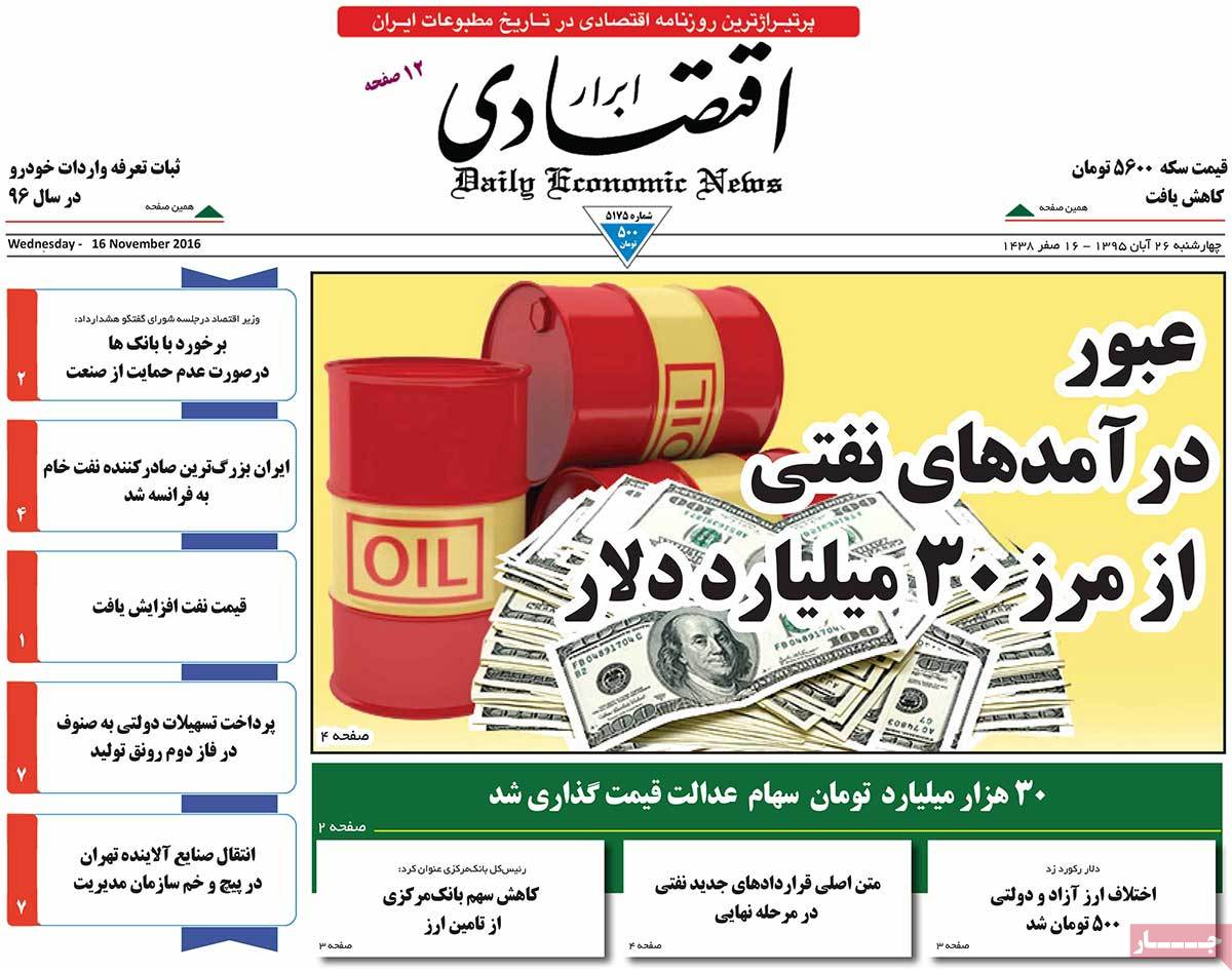 A Look at Iranian Newspaper Front Pages on November 16 2 A Look at Iranian Newspaper Front Pages on November 16