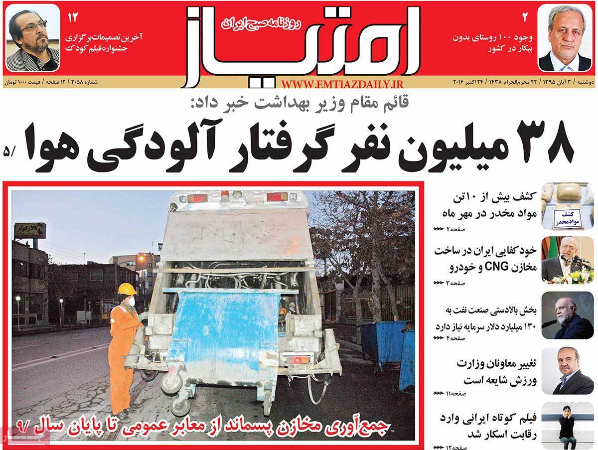 A Look at Iranian Newspaper Front Pages on October 24