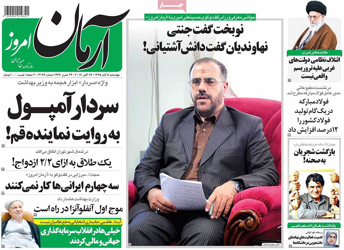 A Look at Iranian Newspaper Front Pages on October 26