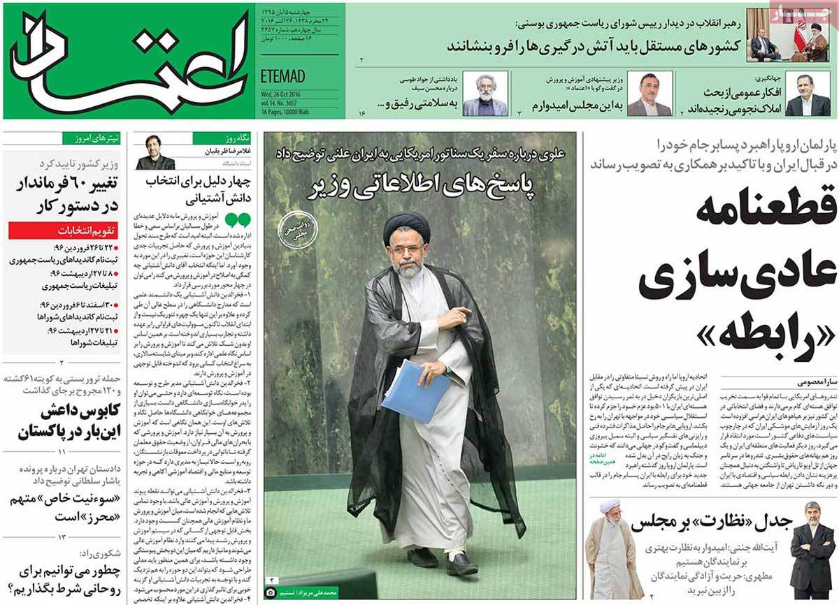 A Look at Iranian Newspaper Front Pages on October 26