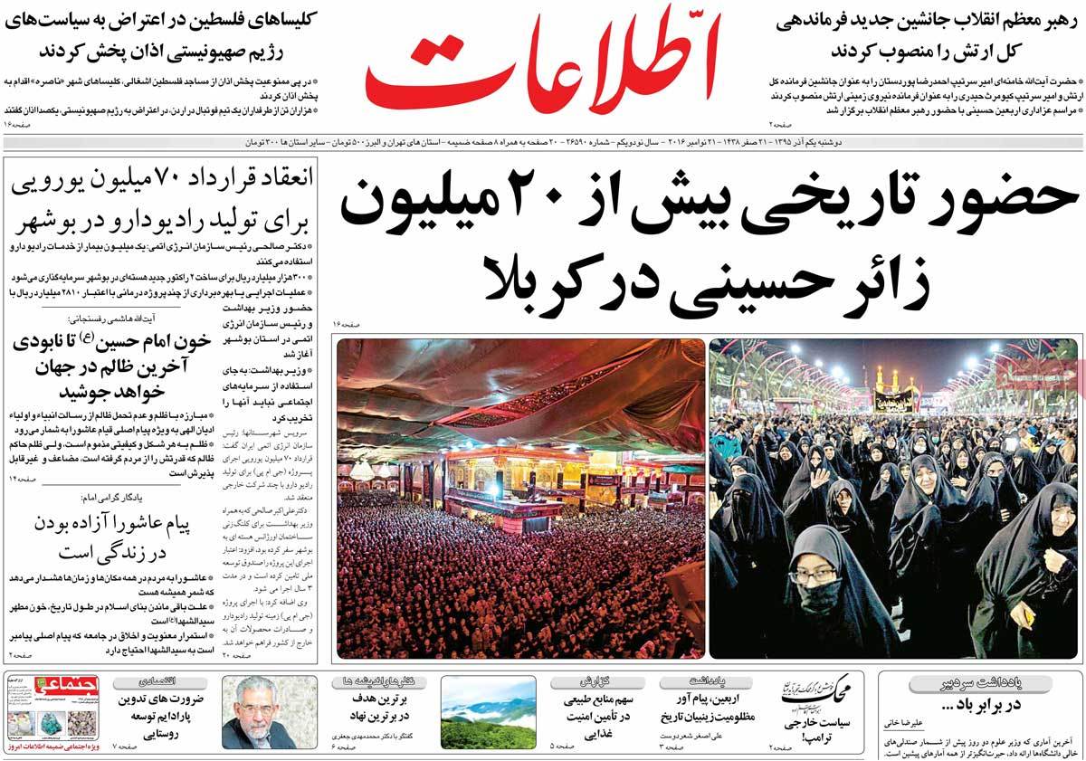 A Look at Iranian Newspaper Front Pages on November 21