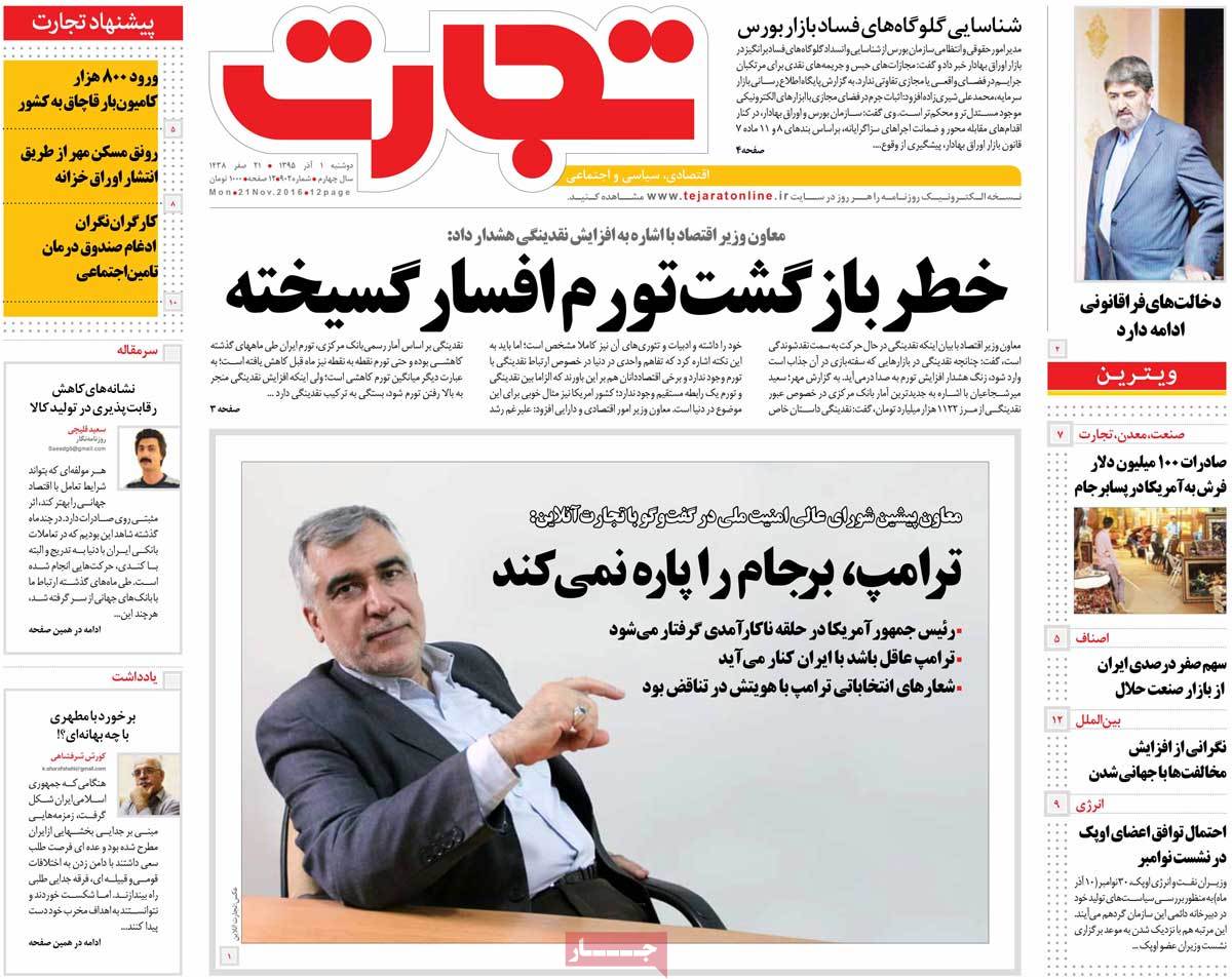 A Look at Iranian Newspaper Front Pages on November 21