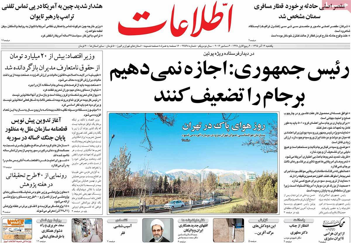 A Look at Iranian Newspaper Front Pages on December 4