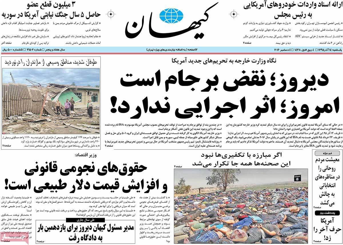 A Look at Iranian Newspaper Front Pages on December 4