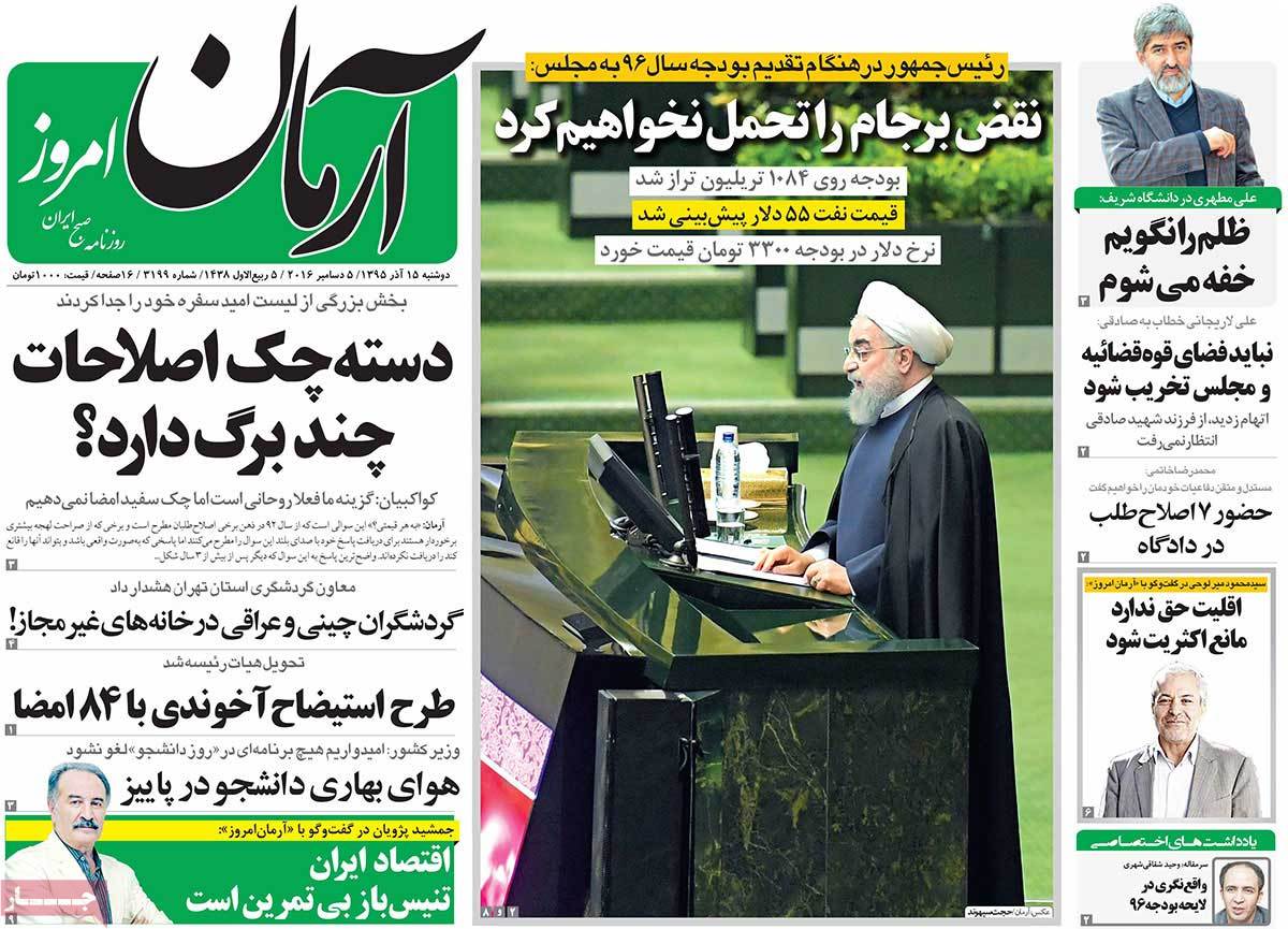 A Look at Iranian Newspaper Front Pages on December 5