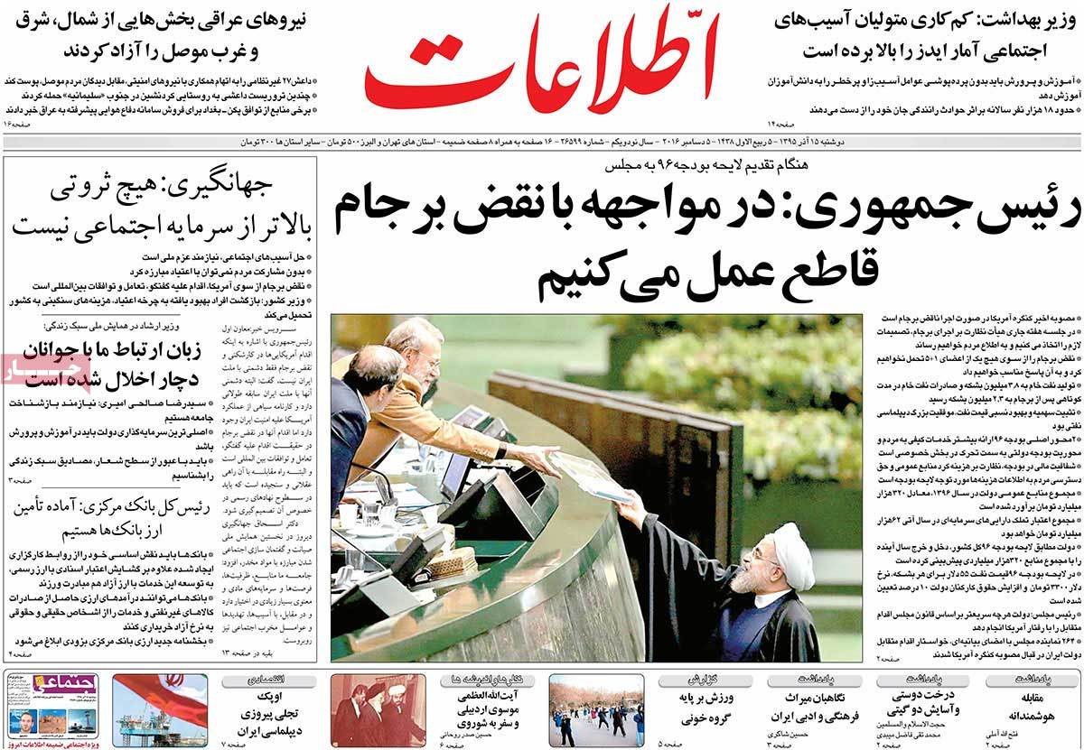 A Look at Iranian Newspaper Front Pages on December 5