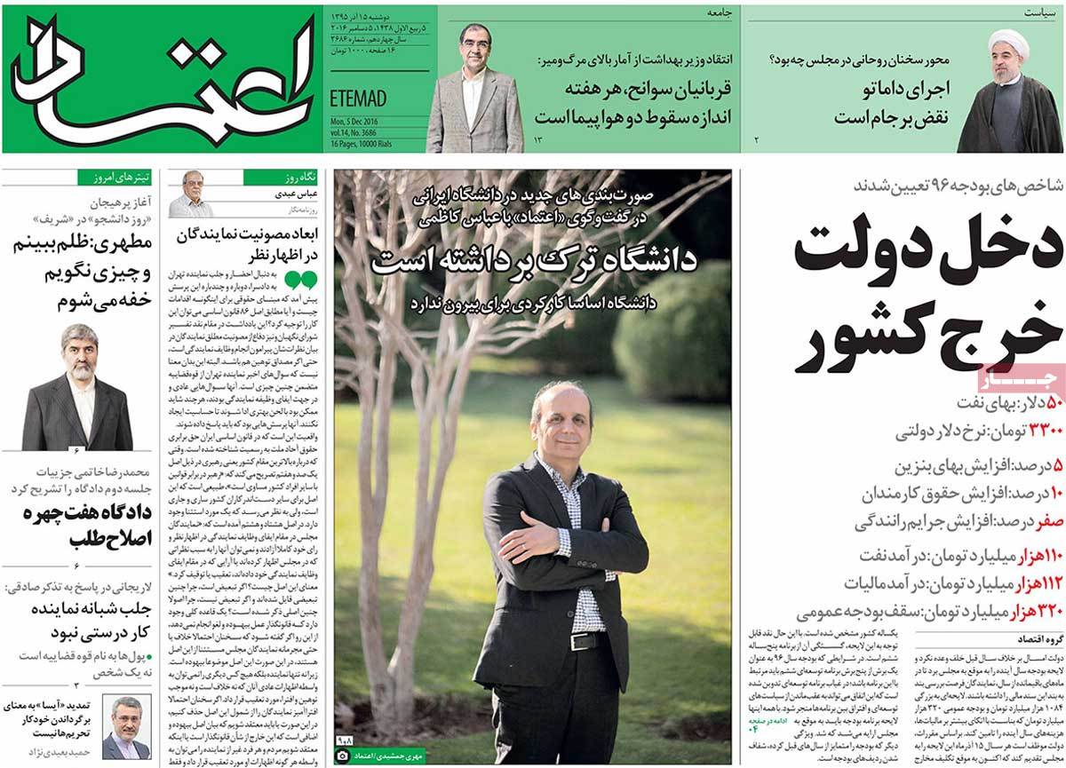 A Look at Iranian Newspaper Front Pages on December 5