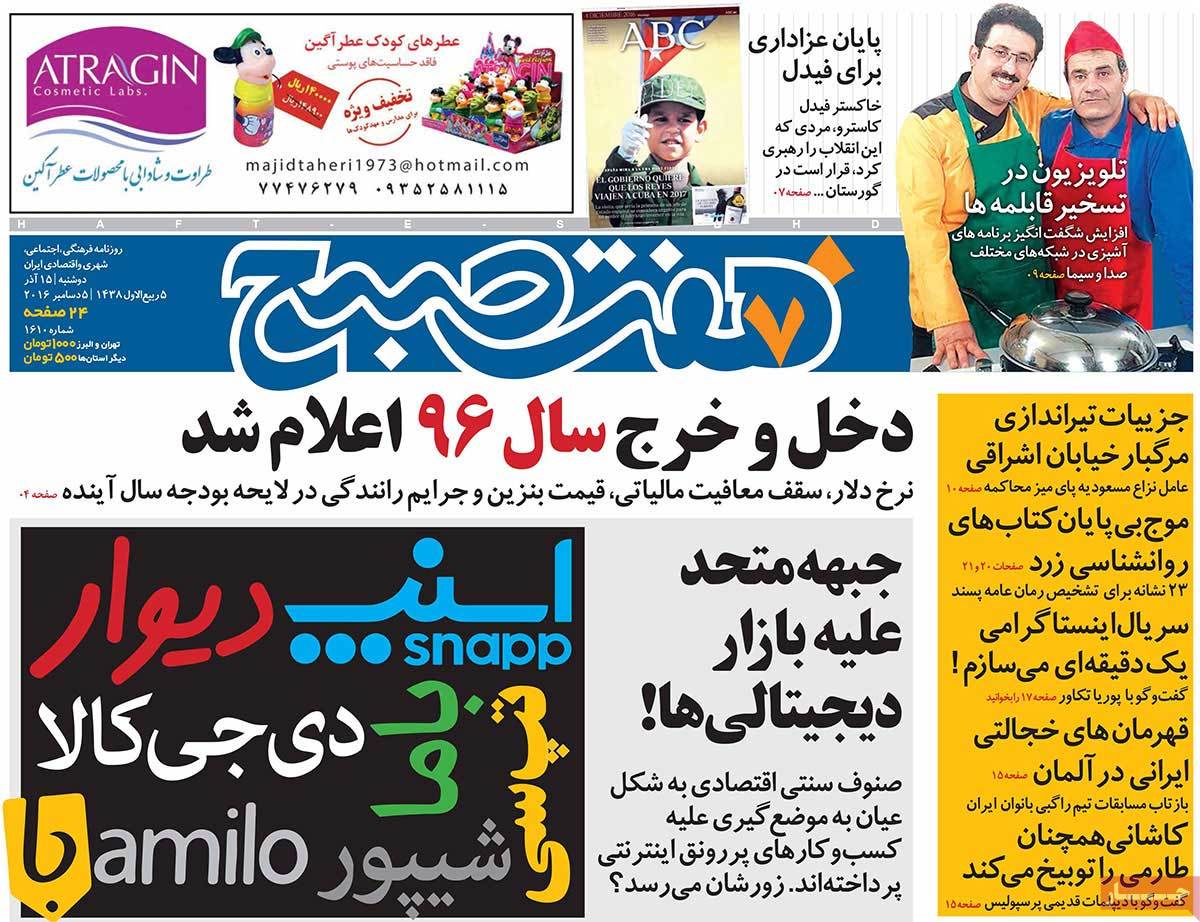 A Look at Iranian Newspaper Front Pages on December 5